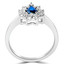 1 CTW Pear Blue Sapphire Halo Cocktail Engagement Ring in 14K White Gold (MD180236)