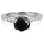 2 1/5 CTW Round Black Diamond Solitaire with Accents Engagement Ring in 14K White Gold (MD180246)