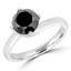 2 1/10 CT Round Black Diamond Solitaire Engagement Ring in 10K White Gold (MD180258)
