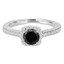1 1/5 CTW Round Black Diamond Halo Engagement Ring in 14K White Gold (MD180267)