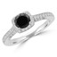 1 1/5 CTW Round Black Diamond Halo Engagement Ring in 14K White Gold (MD180267)