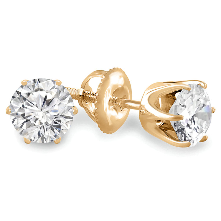 1/3 CTW Round Diamond 6-Prong Solitaire Stud Earrings in 14K Yellow Gold (MD180291)