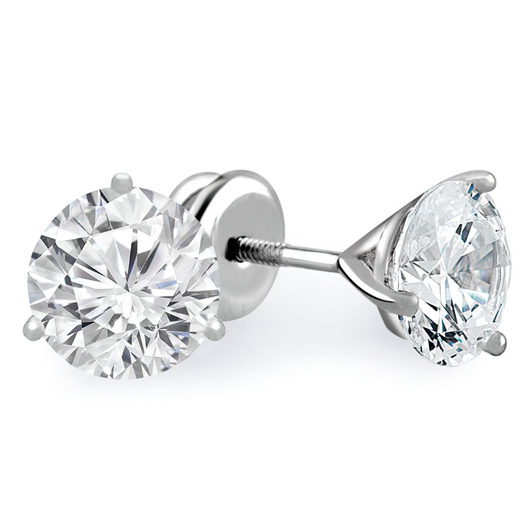 3/8 CTW Round Diamond 3-Prong Solitaire Stud Earrings in 14K White Gold (MD180295)