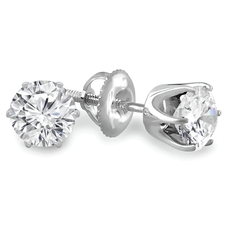 1/4 CTW Round Diamond 6-Prong Solitaire Stud Earrings in 14K White Gold (MD180349)