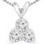 1/2 CTW Round Diamond Three-Stone Pendant Necklace in 14K White Gold (MD180365)