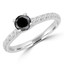 9/10 CTW Round Black Diamond Promise Solitaire with Accents Engagement Ring in 14K White Gold (MD180425)