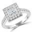 1 1/4 CTW Princess Diamond Bezel Set Halo Engagement Ring in 14K White Gold (MD180475)