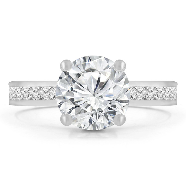 1 1/10 CTW Round Diamond Solitaire with Accents Engagement Ring in 14K White Gold With Channel Set Accents (MD180535)