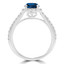 1 3/4 CTW Round Blue Diamond Cushion Halo Engagement Ring in 14K White Gold (MD180561)