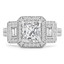 2 2/5 CTW Radiant Diamond Halo Three-Stone Engagement Ring in 14K White Gold (MD180570)