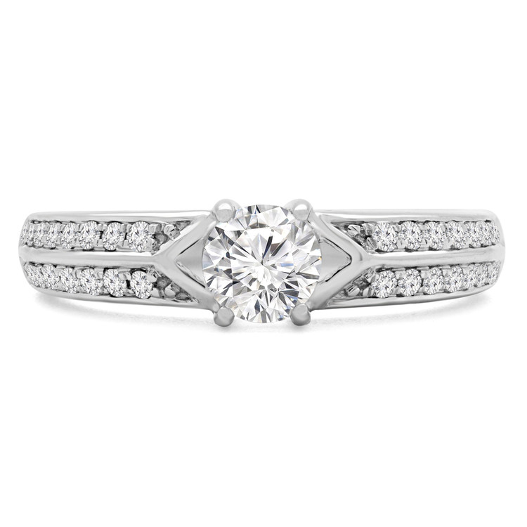 5/8 CTW Round Diamond Solitaire with Accents Engagement Ring in 14K White Gold (MD180577)