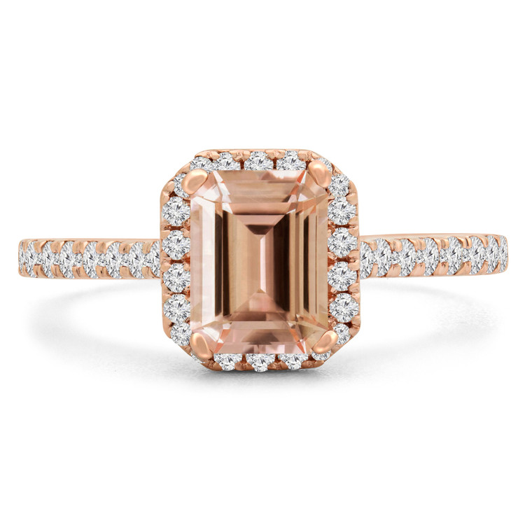 1 1/4 CTW Emerald Pink Morganite Halo Cocktail Engagement Ring in 14K Rose Gold (MD180580)