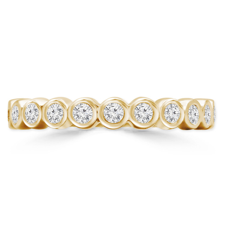 3/8 CTW Round Diamond Bezel Set Semi-Eternity Wedding Band Ring in 14K Yellow Gold (MD180606)