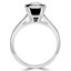 1 1/10 CTW Round Black Diamond Double Prong Simion Solitaire with Accents Engagement Ring in 14K White Gold (MD180610)