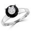 9/10 CTW Round Black Diamond Simion Set Solitaire with Accents Engagement Ring in 14K White Gold (MD180615)
