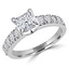 1 7/8 CTW Princess Diamond Solitaire with Accents Engagement Ring in 14K White Gold (MD190012)