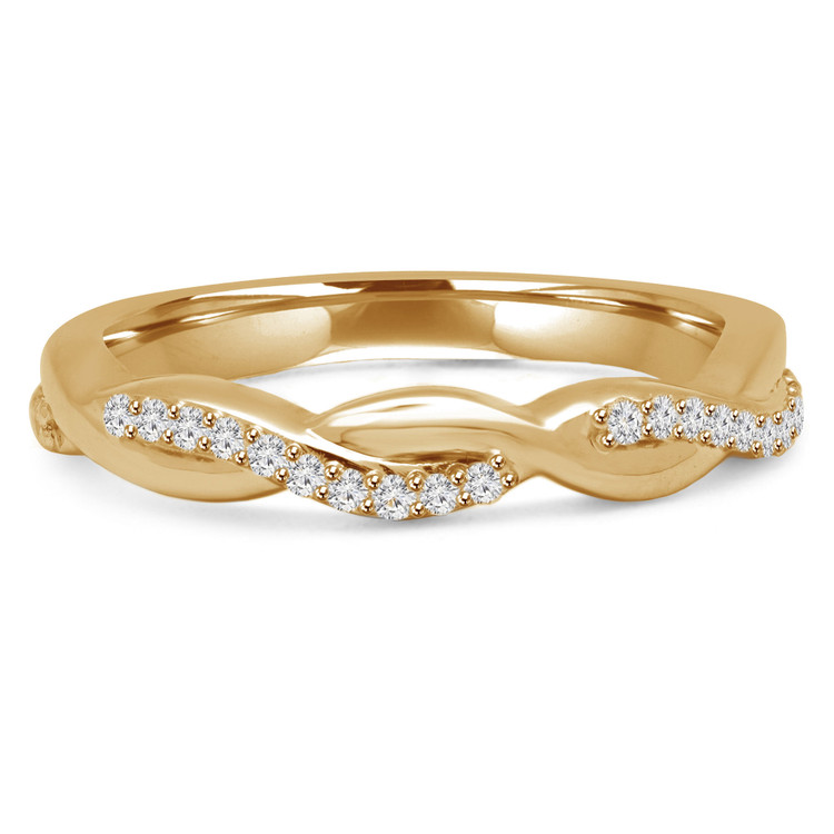 1/5 CTW Round Diamond Twist Semi-Eternity Wedding Band Ring in 10K Yellow Gold (MD190038)