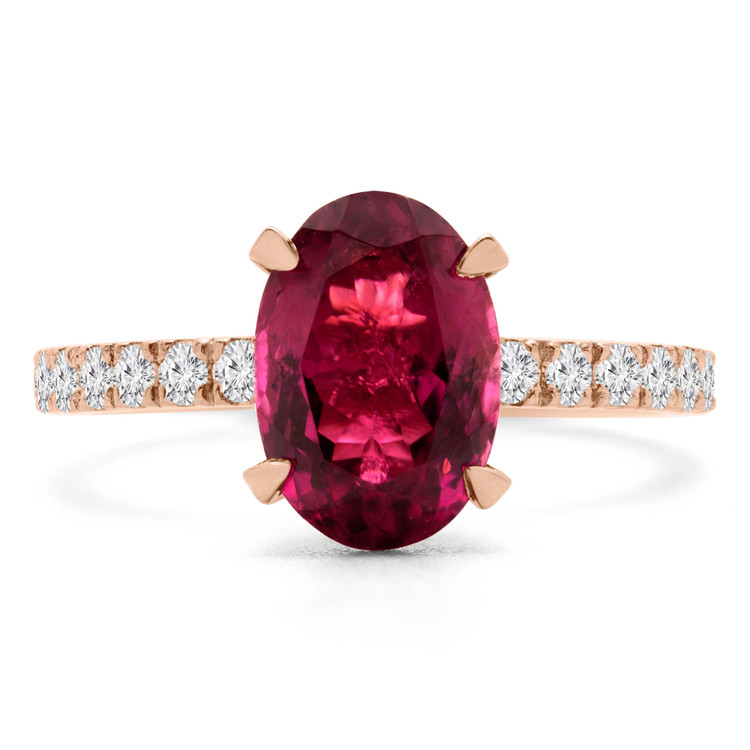 1 9/10 CTW Oval Red Tourmaline Hidden Halo Cocktail Engagement Ring in 14K Rose Gold (MD190074)