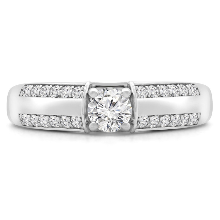 2/5 CTW Round Diamond Split Shank Solitaire with Accents Engagement Ring in 14K White Gold (MD190085)