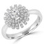 2/5 CTW Round Diamond Floral Motif Halo Engagement Ring in 14K White Gold (MD190103)
