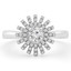 1/2 CTW Round Diamond Floral Motif Halo Engagement Ring in 14K White Gold (MD190108)