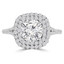 1 1/4 CTW Round Diamond Double Cushion Split Shank Cathedral Halo Engagement Ring in 14K White Gold with Accents (MD190205)