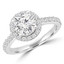 1 1/5 CTW Round Diamond Cathedral with Open Bridge Halo Engagement Ring in 14K White Gold with Accents (MD190206)
