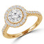 1 1/3 CTW Round Diamond Open Bridge Halo Engagement Ring in 14K Yellow Gold with Accents (MD190213)