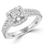 1 2/5 CTW Princess Diamond Two-Row Split Shank Cushion Halo Engagement Ring in 14K White Gold with Accents (MD190253)