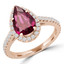 1 9/10 CTW Pear Pink Tourmaline Pear Halo Cocktail Engagement Ring in 14K Rose Gold with Accents (MD190269)