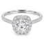 1 1/10 CTW Round Diamond Cushion Halo Engagement Ring in 14K White Gold with Accents (MD190270)