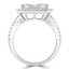 2 CTW Baguette Diamond Vintage Cluster Cushion Halo Cocktail Ring in 18K White Gold (MD190285)