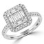 4/5 CTW Baguette Diamond Cluster Princess Halo Engagement Ring in 18K White Gold with Accents (MD190287)