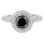 2 CTW Round Black Diamond Bezel Set Halo Engagement Ring in 14K White Gold with Accents (MD190288)