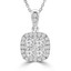 1 1/10 CTW Round Diamond Cluster Cushion Halo Pendant Necklace in 18K White Gold (MD190306)