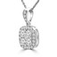 1 1/10 CTW Round Diamond Cluster Cushion Halo Pendant Necklace in 18K White Gold (MD190306)