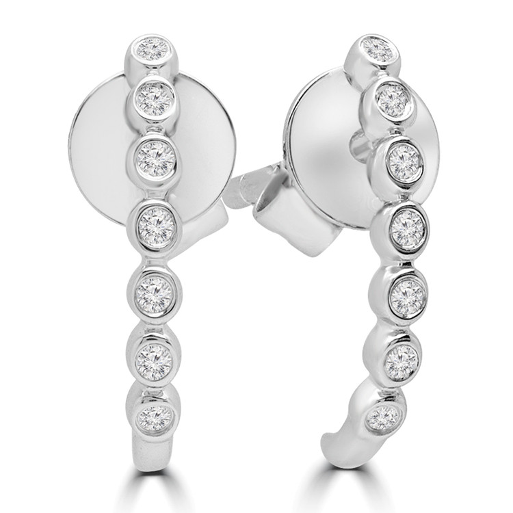 1/20 CTW Round Diamond Bar Stud Earrings in 14K White Gold (MD190317)