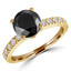 2 1/10 CTW Round Black Diamond Solitaire with Accents Engagement Ring in 14K Yellow Gold (MD190339)