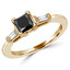 1 1/2 CTW Round Black Diamond Three-Stone Engagement Ring in 14K Yellow Gold (MD190392)