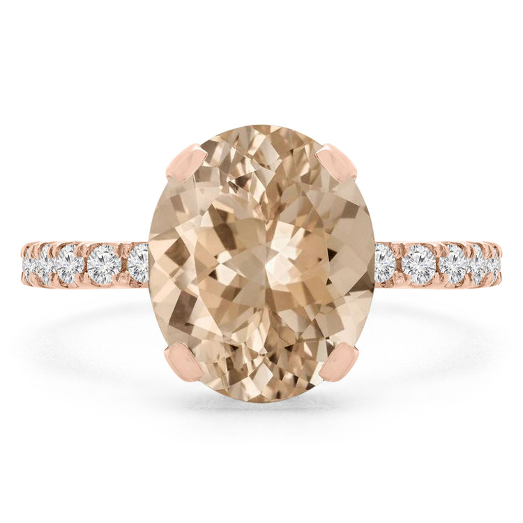 3 2/5 CTW Oval Pink Morganite Hidden Halo Cocktail Engagement Ring in 14K Rose Gold (MD190407)