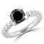 2 2/5 CTW Round Black Diamond Solitaire with Accents Engagement Ring in 14K White Gold (MD190411)