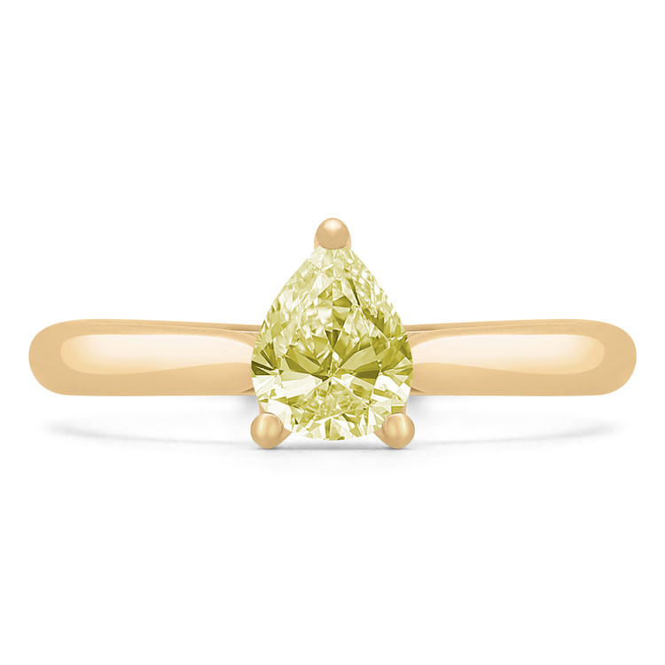 1/2 CTW Pear Yellow Diamond Solitaire with Accents Engagement Ring in 14K Yellow Gold (MD190414)
