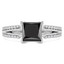 1 2/3 CTW Princess Black Diamond Split-Shank Solitaire with Accents Engagement Ring in 14K White Gold (MD190428)