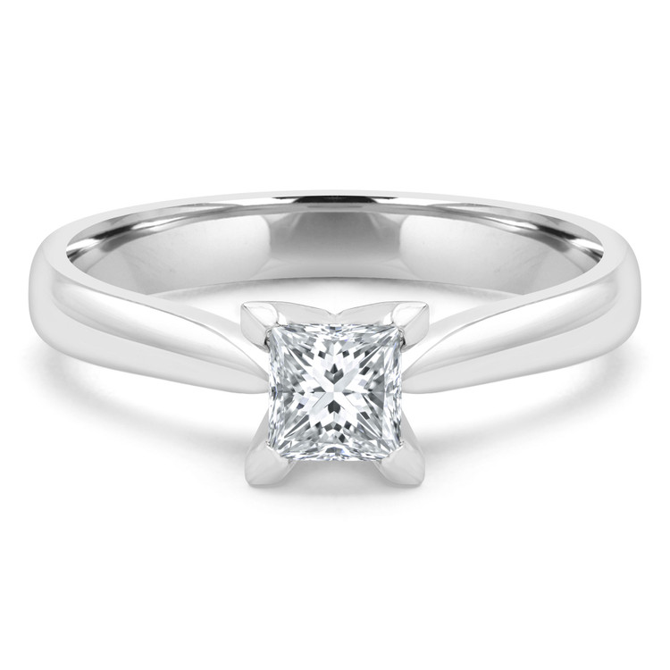 3/8 CT Princess Diamond Cathedral Solitaire Engagement Ring in 14K White Gold (MD190475)