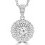 9/10 CTW Round Diamond Floral Halo Pendant Necklace in 18K White Gold (MD190519)