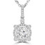 1/2 CTW Round Diamond Halo Pendant Necklace in 18K White Gold (MD190520)