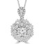 1 1/2 CTW Round Diamond Floral Halo Pendant Necklace in 18K White Gold (MD190531)