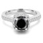 2 2/5 CTW Round Black Diamond Cushion Halo Engagement Ring in 14K White Gold (MD190574)