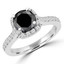 2 2/5 CTW Round Black Diamond Cushion Halo Engagement Ring in 14K White Gold (MD190574)