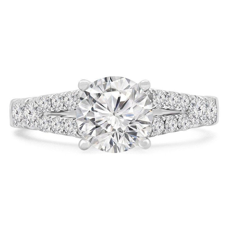 1 4/5 CTW Round Diamond 4-Prong Split Shank Solitaire with Accents Engagement Ring in 14K White Gold (MD200007)
